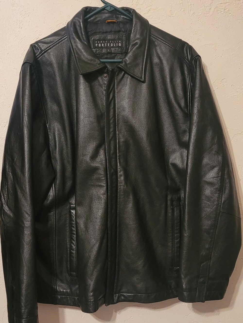 Perry Ellis Portfolio Men's Black Leather Jacket